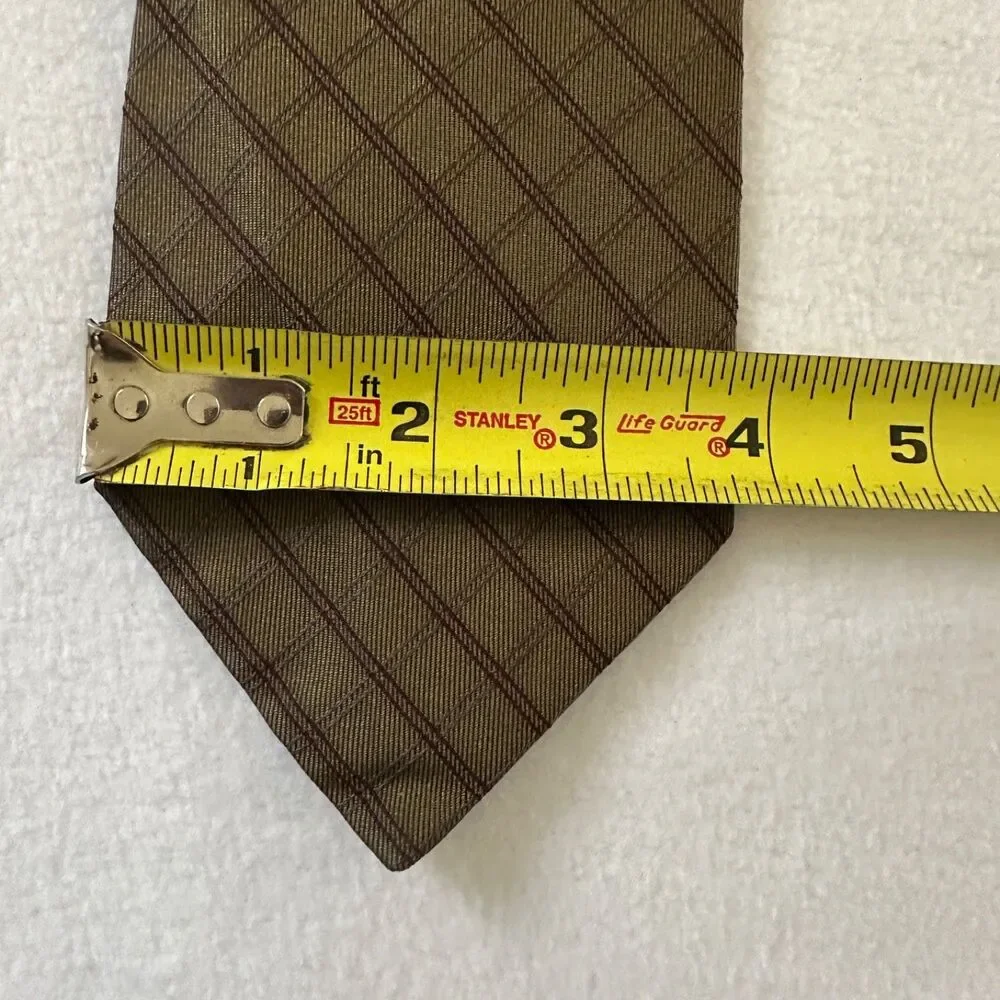 Banana Republic Brown Gold Classic 100% Silk Designer Tie Italy Made 59